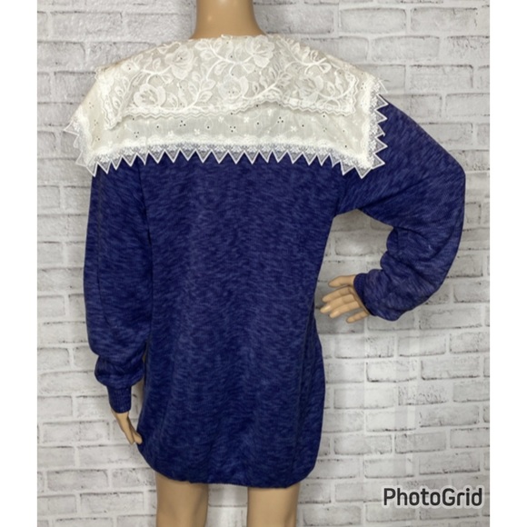 Gunne Sax vintage 90s lace collar cardigan sweater - Picture 3 of 5